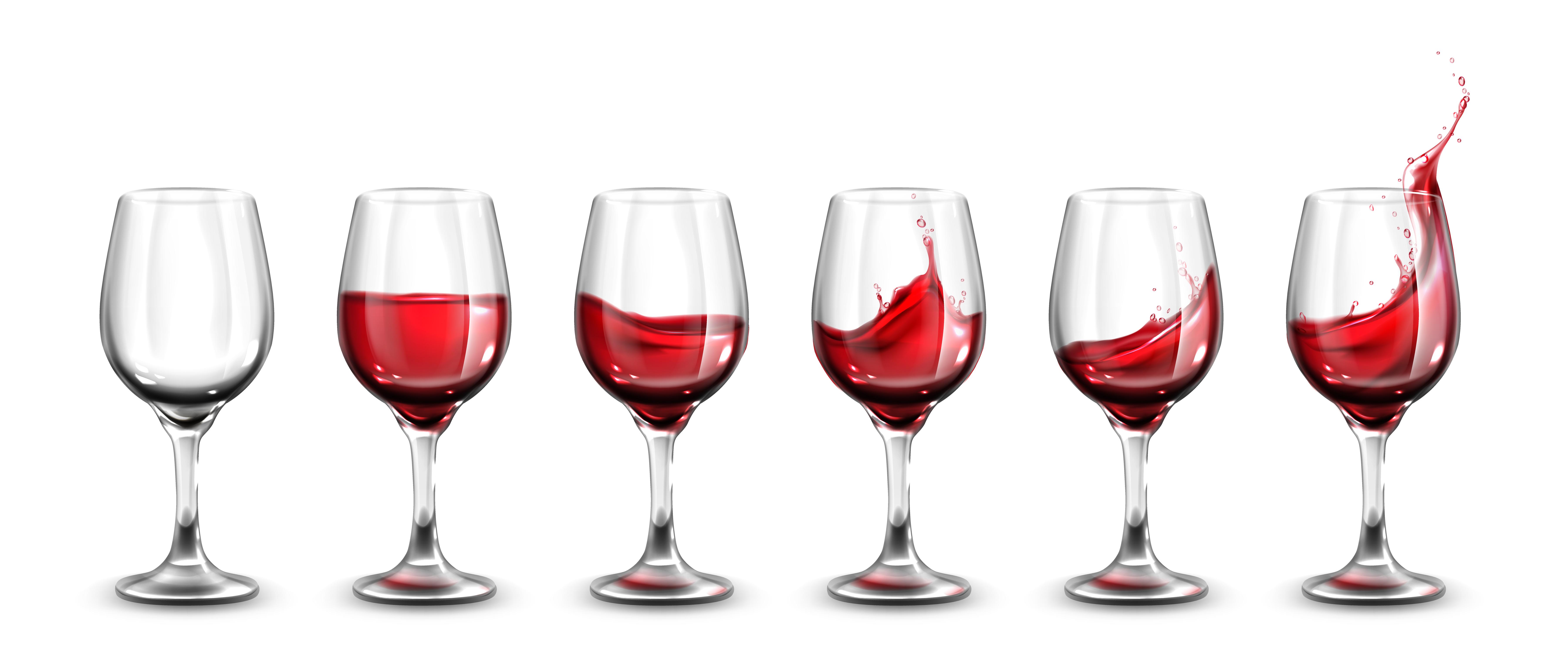 4 wine glasses being poured